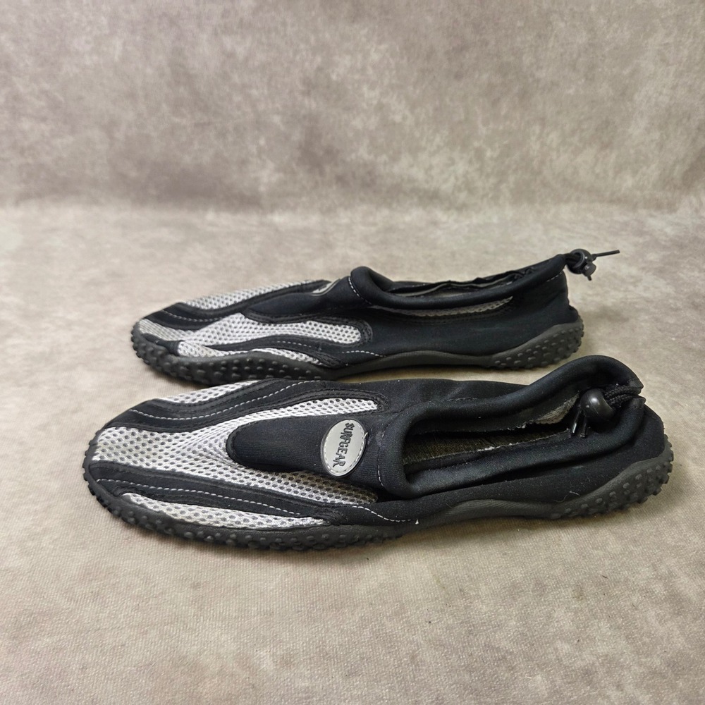 Surfgear Mens 10.5 Water Shoes Black Grey Mesh Neoprene Aqua Socks S1345